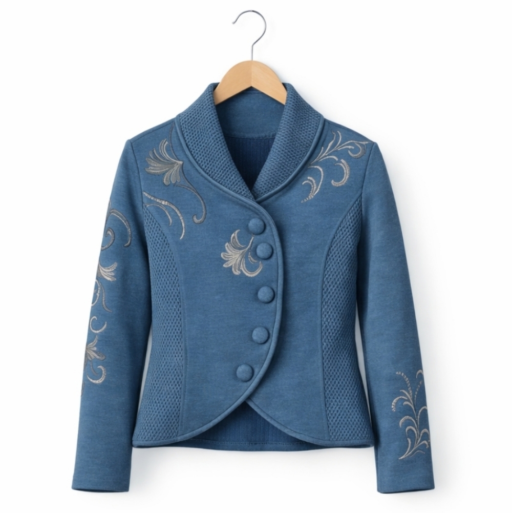 Carson Wool Quiet Luxury  Bohemian Whimsical Embroidered Jacket Size SP